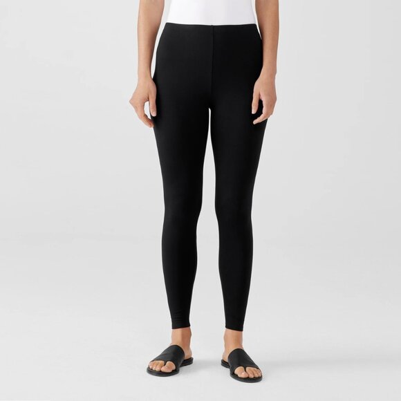 NWT Eileen Fisher Black Viscose Jersey Ankle Leggings, size L